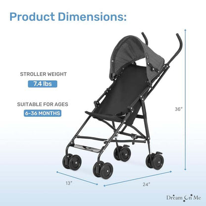 New Dream on Me Aero Travel Lightweight Umbrella Stroller (Black) - Kidsy