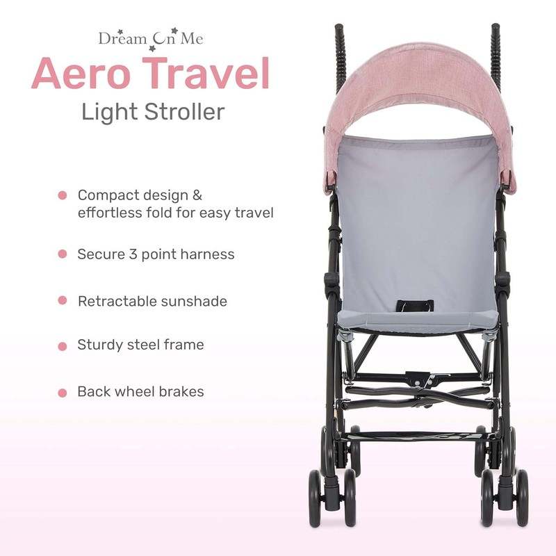 New Dream on Me Aero Travel Lightweight Umbrella Stroller (Pink) - Kidsy
