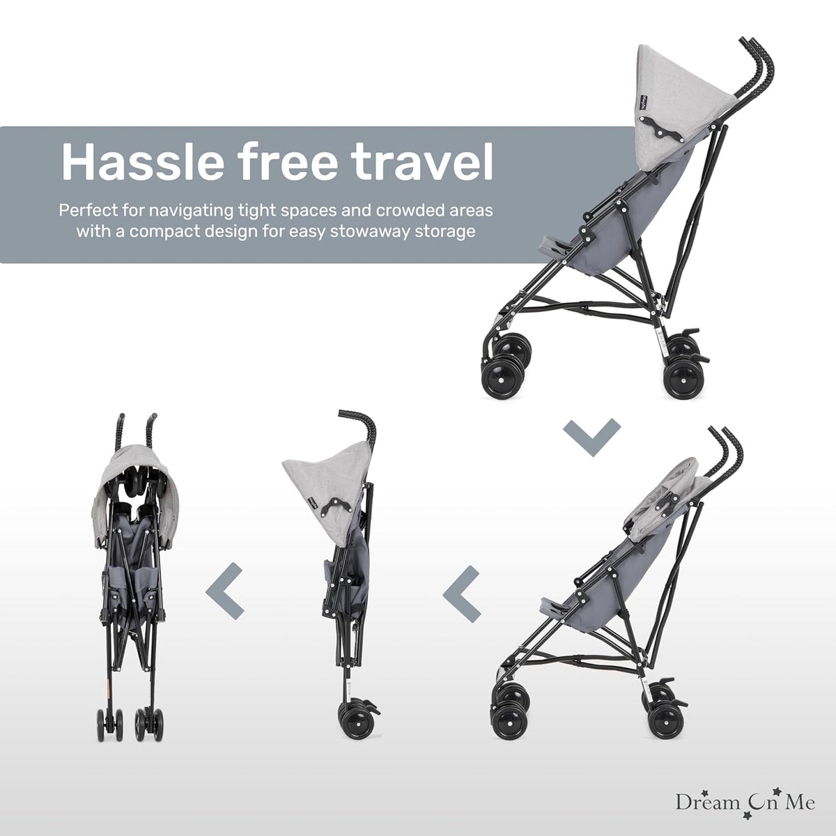 New Dream On Me Aero Travel Umbrella Stroller with One-Hand Fold (Gray) - Kidsy
