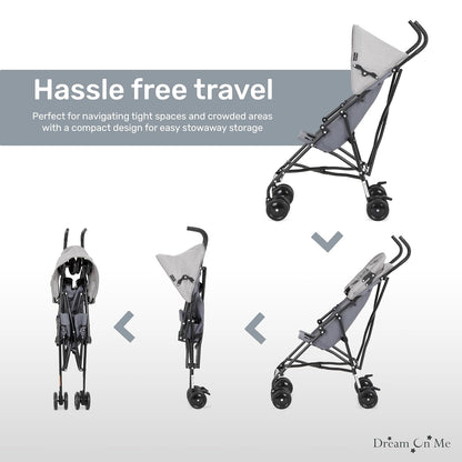 New Dream On Me Aero Travel Umbrella Stroller with One-Hand Fold (Gray) - Kidsy
