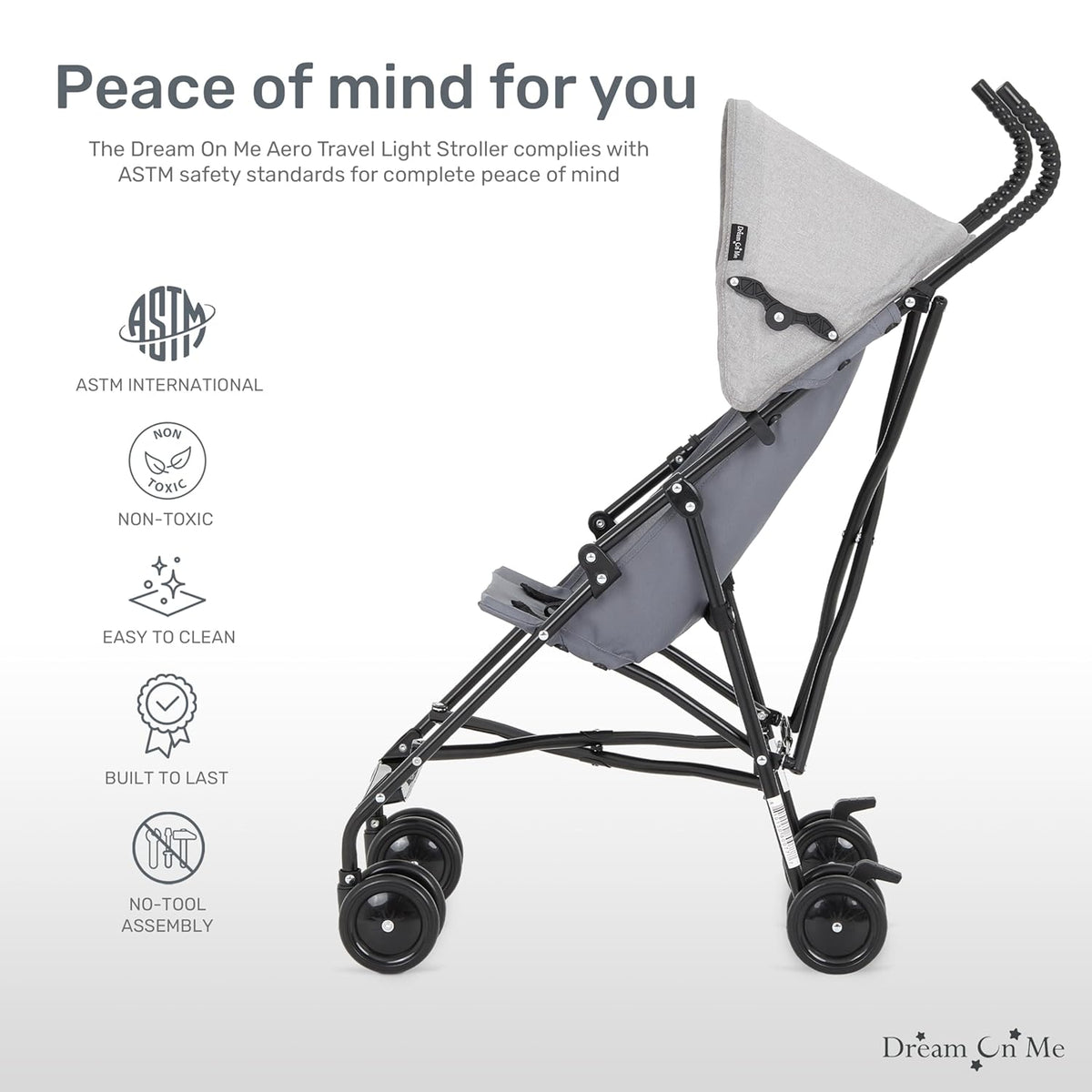 New Dream On Me Aero Travel Umbrella Stroller with One-Hand Fold (Gray) - Kidsy