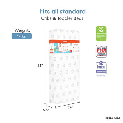New Dream on Me Baby Fisher - Price Hello Rainbow Full Crib Mattress Firm Innerspring Mattress with Waterproof Vinyl Cover - Kidsy