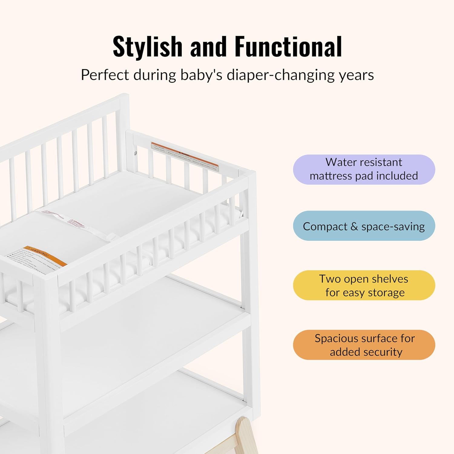 New Dream On Me Hygge Baby Nursery Changing Table (Vintage White Oak) - Kidsy