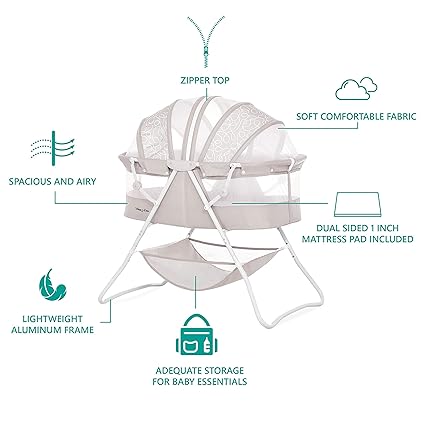 New Dream On Me Karley Bassinet (Cool Grey) - Kidsy