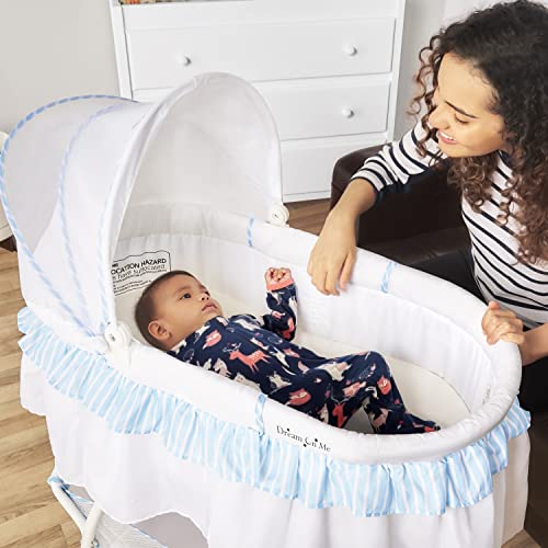 New Dream On Me Lacy Portable 2 - in - 1 Bassinet & Cradle (Blue and White) - Kidsy