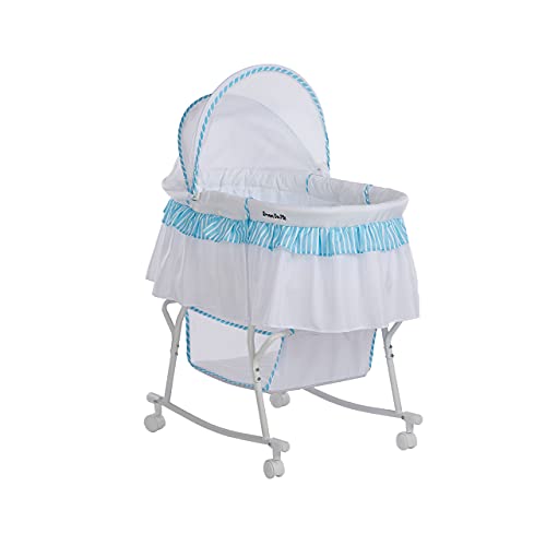 New Dream On Me Lacy Portable 2 - in - 1 Bassinet & Cradle (Blue and White) - Kidsy