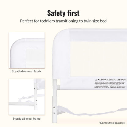 New Dream On Me Lightweight Mesh Adjustable Bed Rail 2-Pack (White) - Kidsy