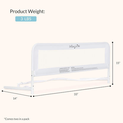 New Dream On Me Lightweight Mesh Adjustable Bed Rail 2-Pack (White) - Kidsy