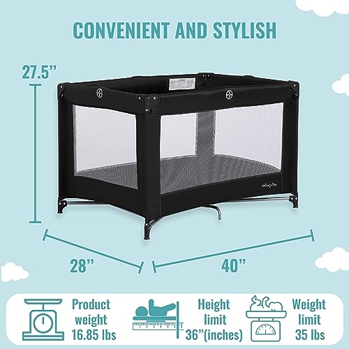 New Dream On Me Nest Portable Playard with Carry Bag (Black) - Kidsy