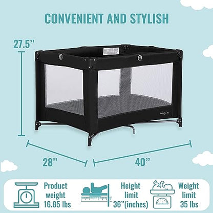 New Dream On Me Nest Portable Playard with Carry Bag (Black) - Kidsy