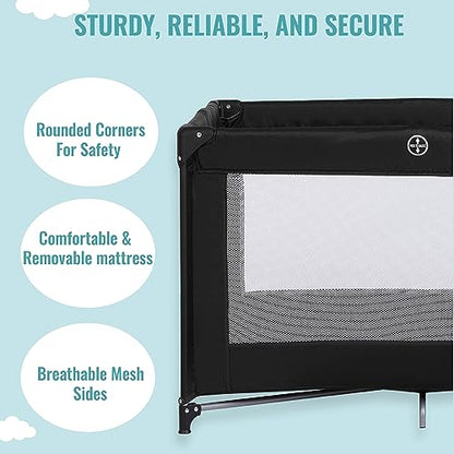 New Dream On Me Nest Portable Playard with Carry Bag (Black) - Kidsy