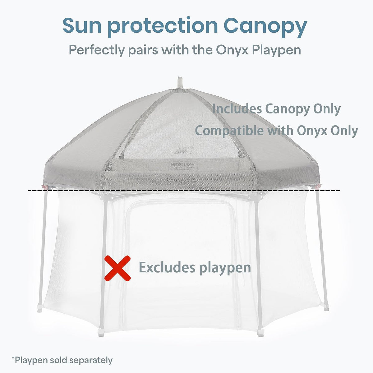 New Dream on Me Onyx Canopy (Gray) - Kidsy
