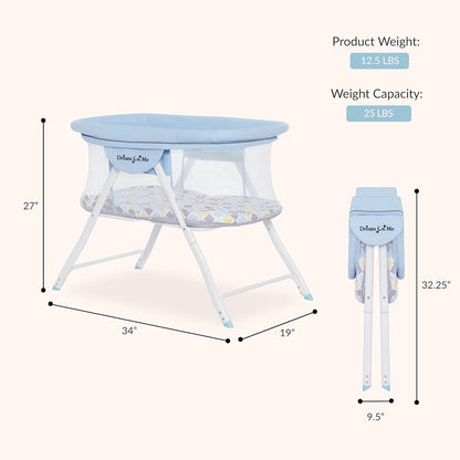 New Dream On Me Poppy Traveler Portable Bassinet (Brown/Blue) - Kidsy