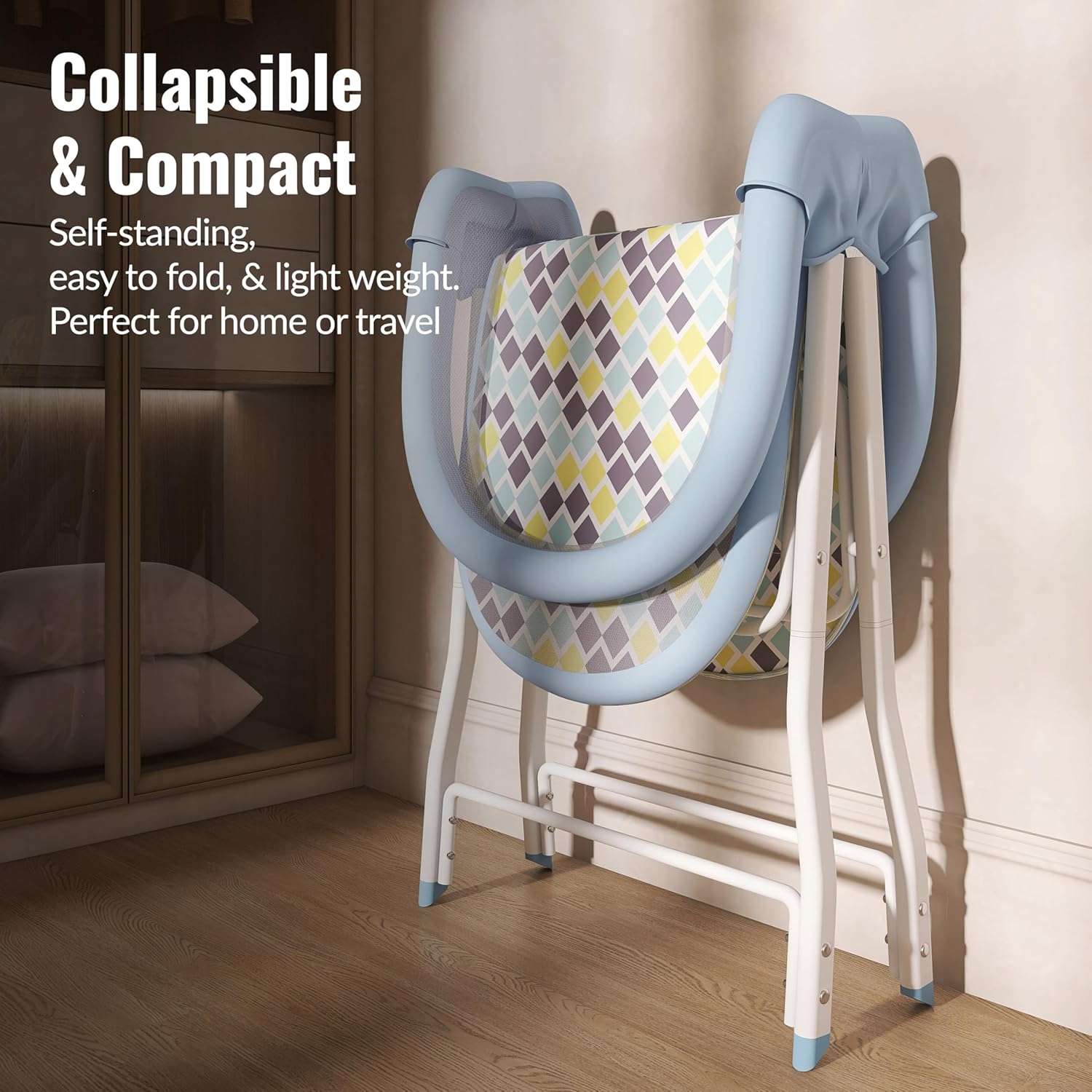 New Dream On Me Poppy Traveler Portable Bassinet (Brown/Blue) - Kidsy