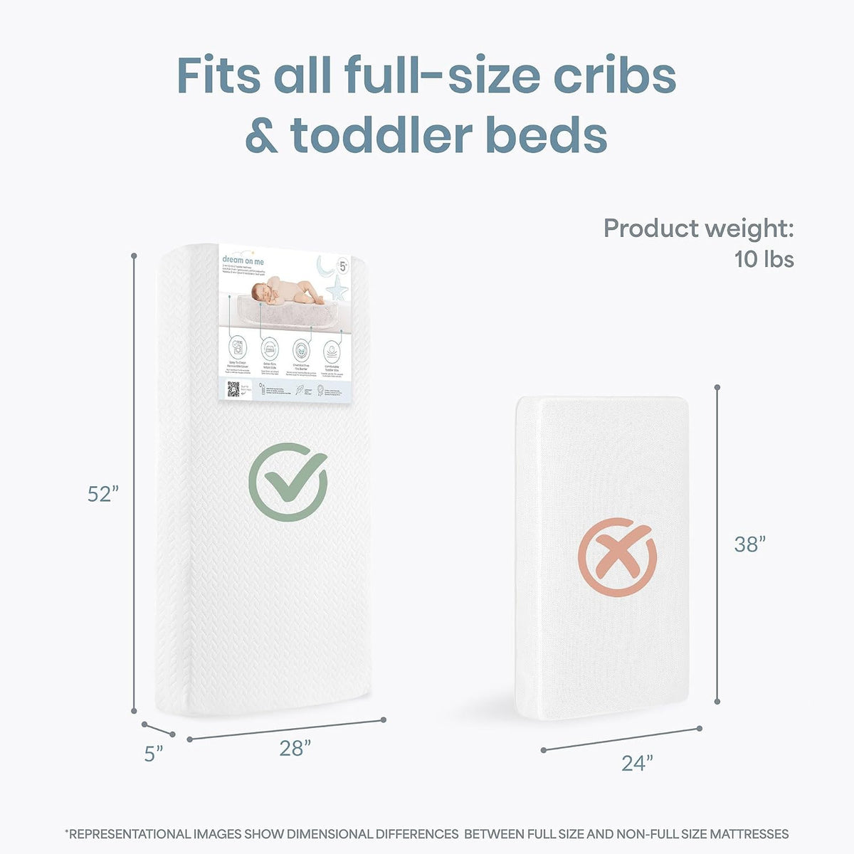 New Dream On Me Premium 2-in-1 Baby Zzz Crib & Toddler Mattress Baby Zzz - Kidsy