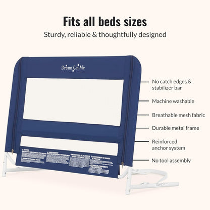 New Dream on Me Security Rail for Twin Size Bed (Navy) - Kidsy