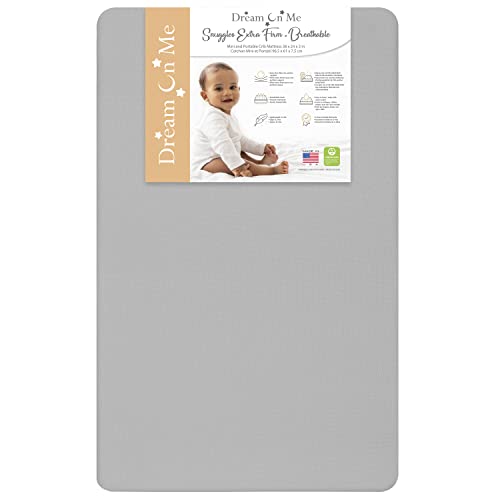 New Dream on Me Snuggles Breathable Extra Firm Fiber Portable and Mini Crib Mattress (Grey)
