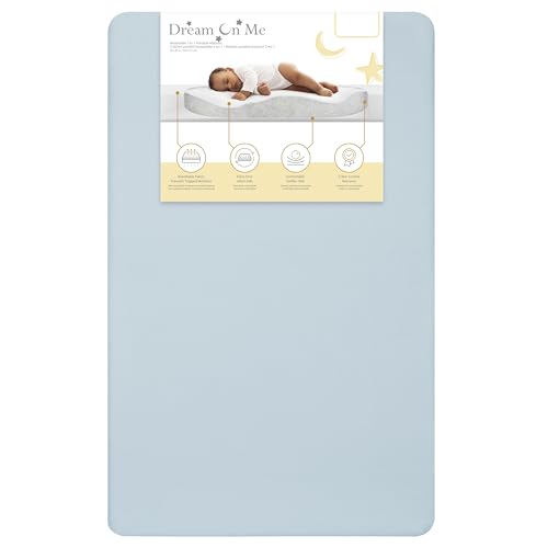 New Dream On Me Snuggles Mini Crib Mattress, 38 x 24 x 3 Inches (Blue Mist)