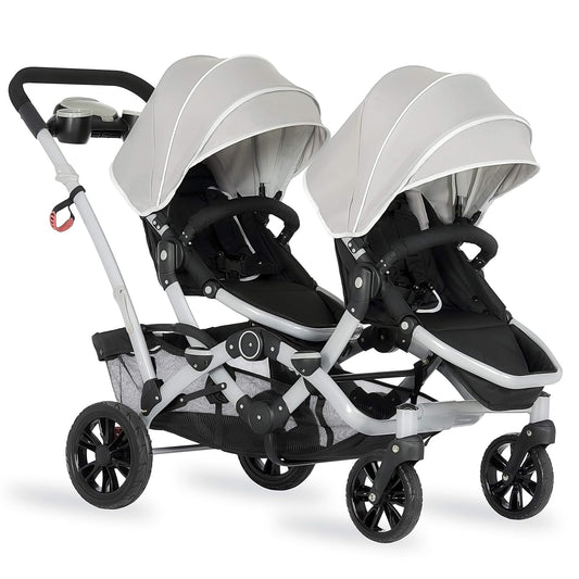 New Dream On Me Track Tandem Double Umbrella Stroller (Light Grey) - Kidsy