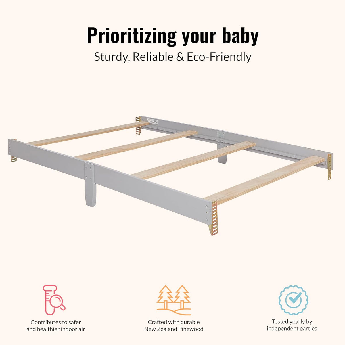 New Dream On Me Universal Crib to Full Size Bed Conversion Kit (Pebble Grey) - Kidsy