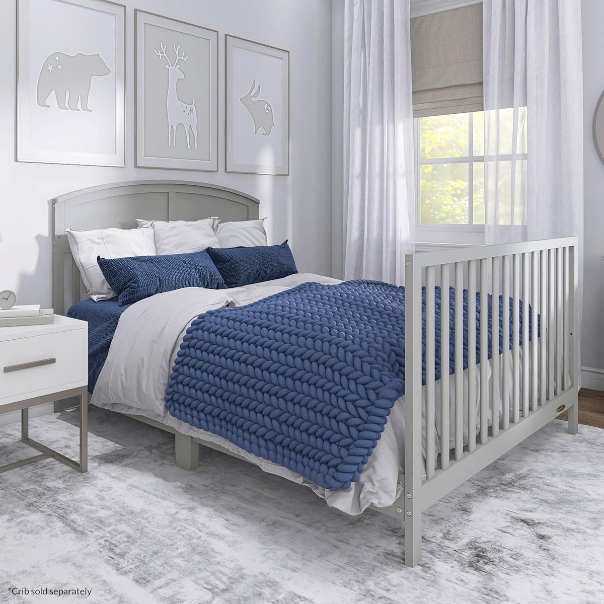 New Dream On Me Universal Crib to Full Size Bed Conversion Kit (Pebble Grey) - Kidsy