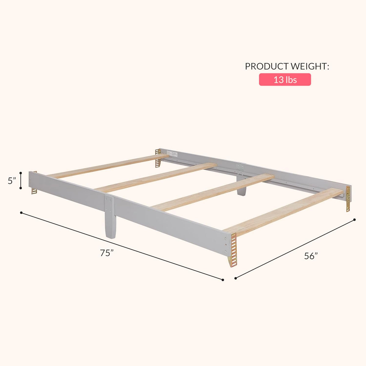 New Dream On Me Universal Crib to Full Size Bed Conversion Kit (Pebble Grey) - Kidsy