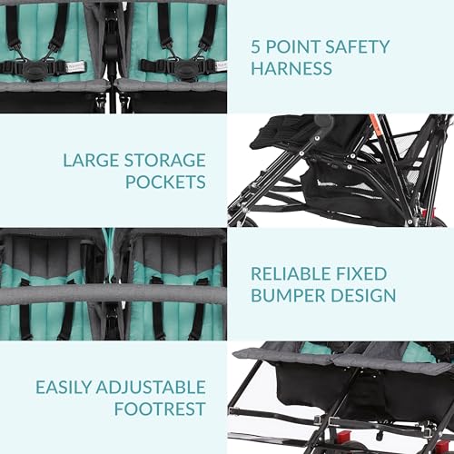 New Dream On Me Volgo Twin Umbrella Lightweight Double Stroller (Mint) - Kidsy
