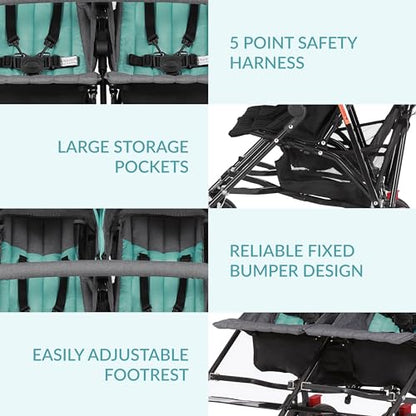 New Dream On Me Volgo Twin Umbrella Lightweight Double Stroller (Mint) - Kidsy