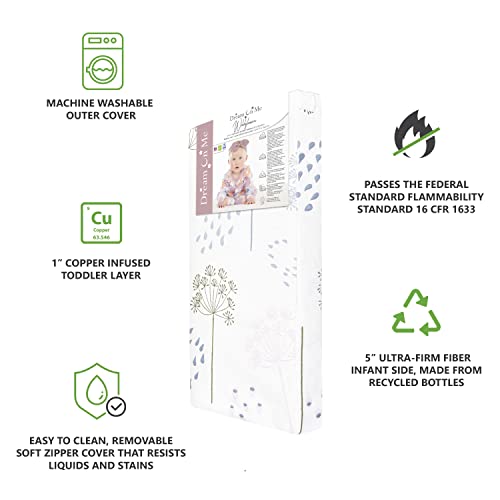 New Dream On Me Wildflower 2 - in - 1 Crib & Toddler Mattress, 6 - Inch Dual - Sided - Kidsy