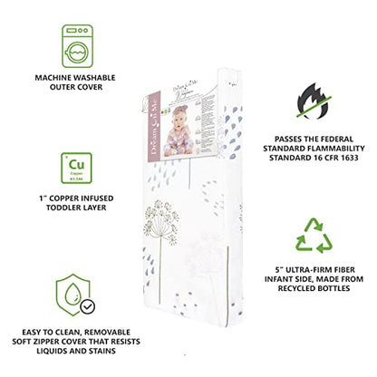 New Dream On Me Wildflower 2 - in - 1 Crib & Toddler Mattress, 6 - Inch Dual - Sided - Kidsy