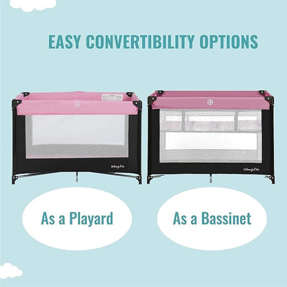 New Dream on Me Zazzy Portable Play Yard with Bassinet (Pink) - Kidsy