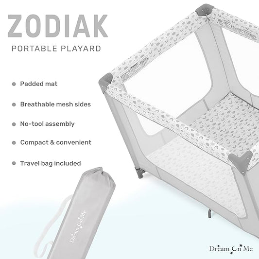 New Dream On Me Zodiak Portable Playard (Cool Gray) - Kidsy