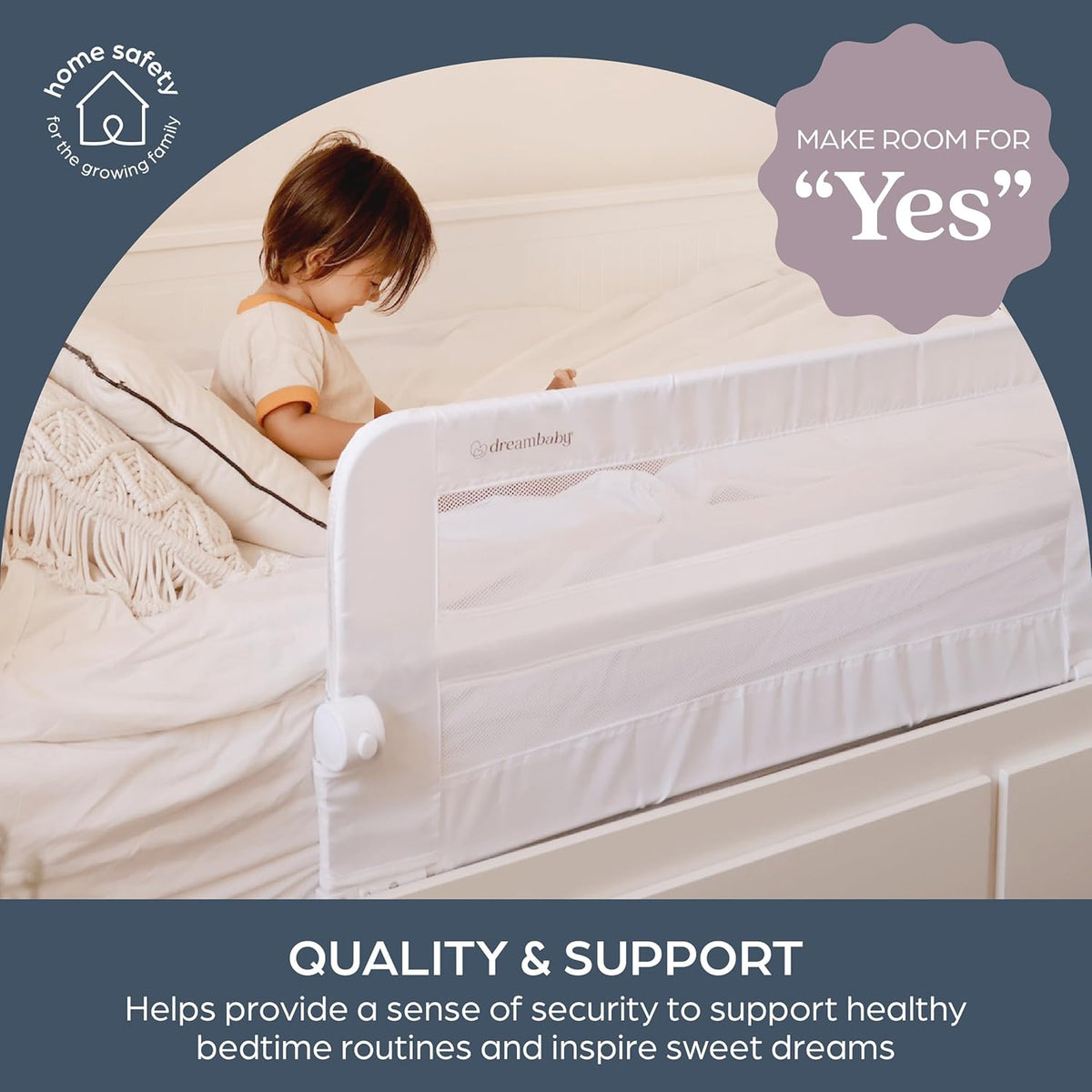 New Dreambaby Dallas Bed Rail Guard Toddlers Bed Rails 43.25" Wide & 19.5" Tall (White) - Kidsy