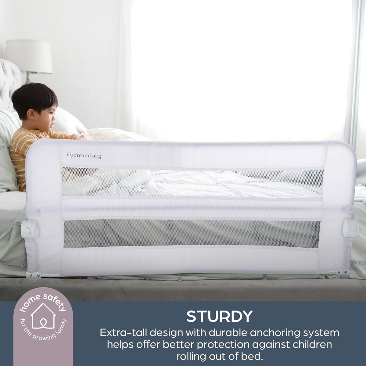 New Dreambaby Dallas Bed Rail Guard Toddlers Bed Rails 43.25" Wide & 19.5" Tall (White) - Kidsy