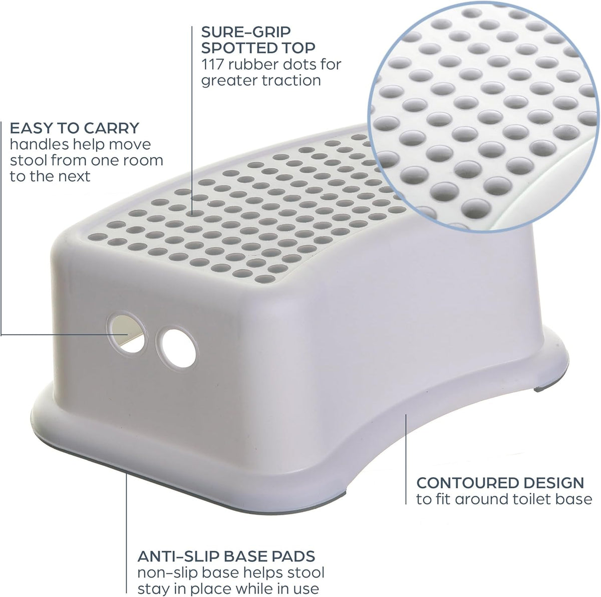 New Dreambaby Non-Slip Step Stool for Kids, 175 lb Capacity (Grey Dots) - Kidsy