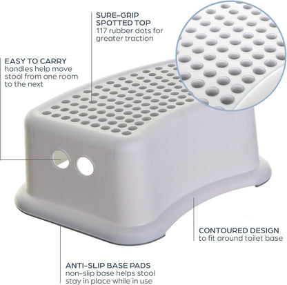 New Dreambaby Non-Slip Step Stool for Kids, 175 lb Capacity (Grey Dots) - Kidsy