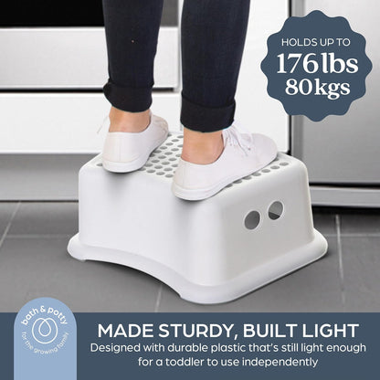 New Dreambaby Non-Slip Step Stool for Kids, 175 lb Capacity (Grey Dots) - Kidsy