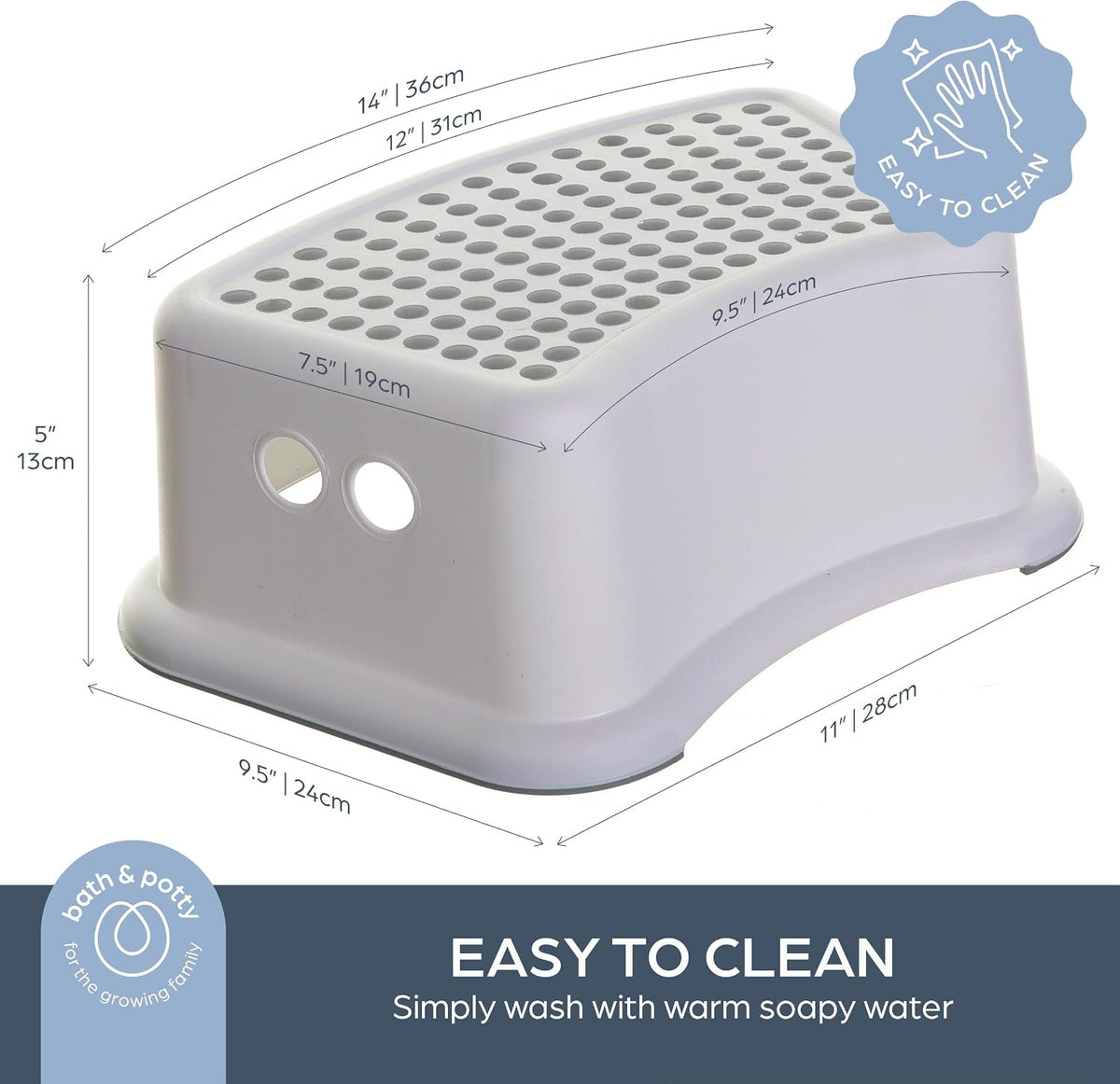 New Dreambaby Non-Slip Step Stool for Kids, 175 lb Capacity (Grey Dots) - Kidsy