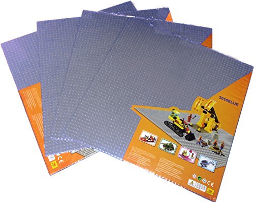 New DreamBuilderToy 15.75" X 15.75" Gray Building Construction Base Plates (4 Pack Bundle) - Kidsy