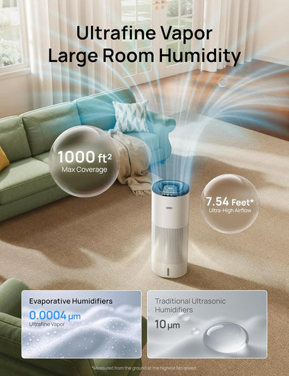 New DREO Smart Evaporative Humidifier Large Room (White, HHM774S) - Kidsy