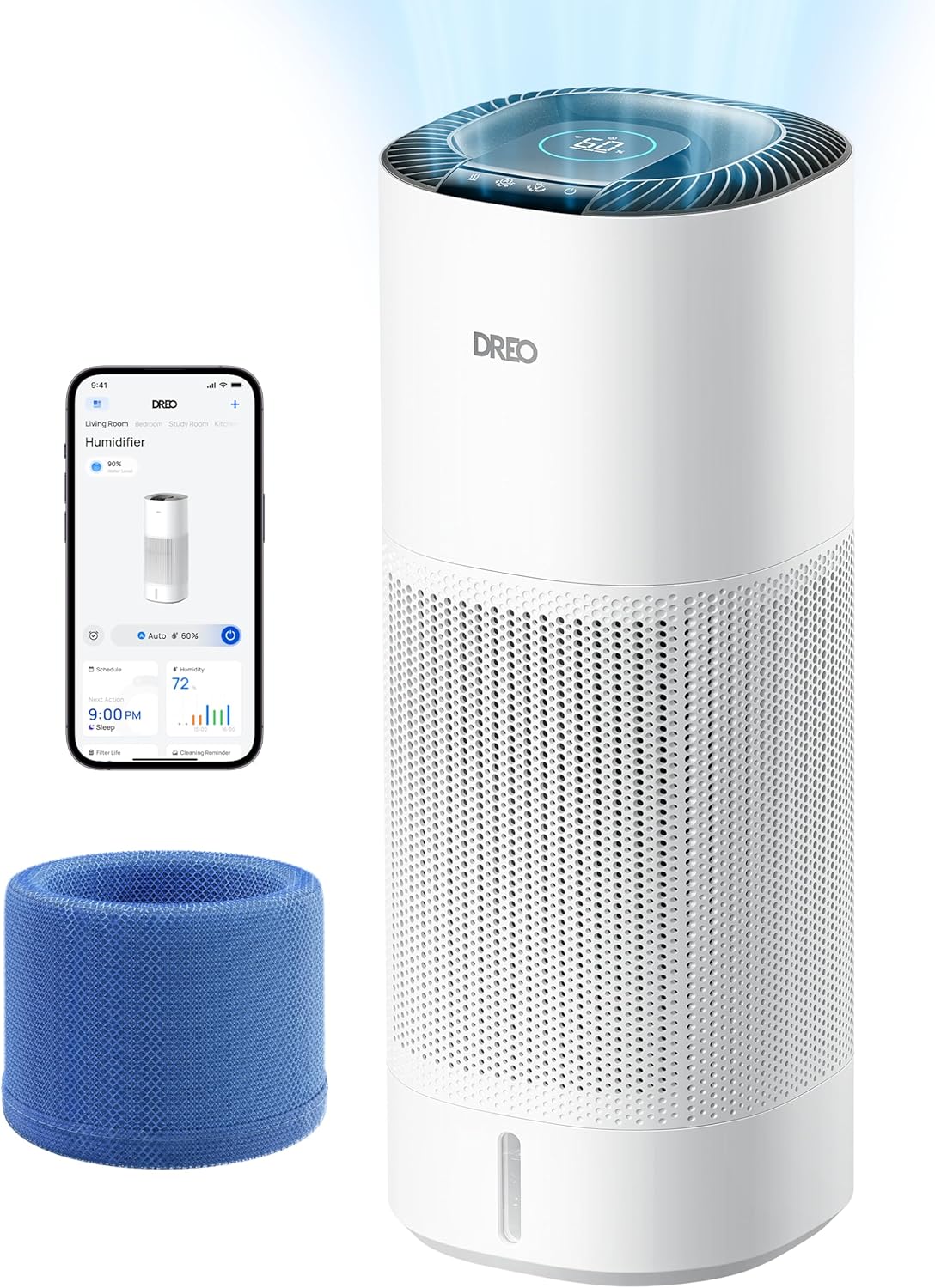 New DREO Smart Evaporative Humidifier Large Room (White, HHM774S) - Kidsy