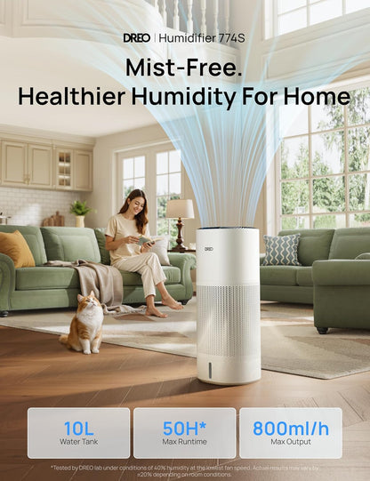 New DREO Smart Evaporative Humidifier Large Room (White, HHM774S) - Kidsy