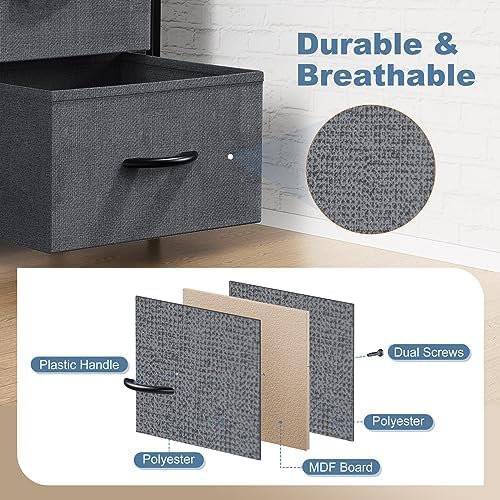 New DUMOS 8 Drawer Dresser for Bedroom, Fabric Storage Organizer (Grey) - Kidsy