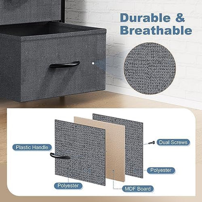 New DUMOS 8 Drawer Dresser for Bedroom, Fabric Storage Organizer (Grey) - Kidsy