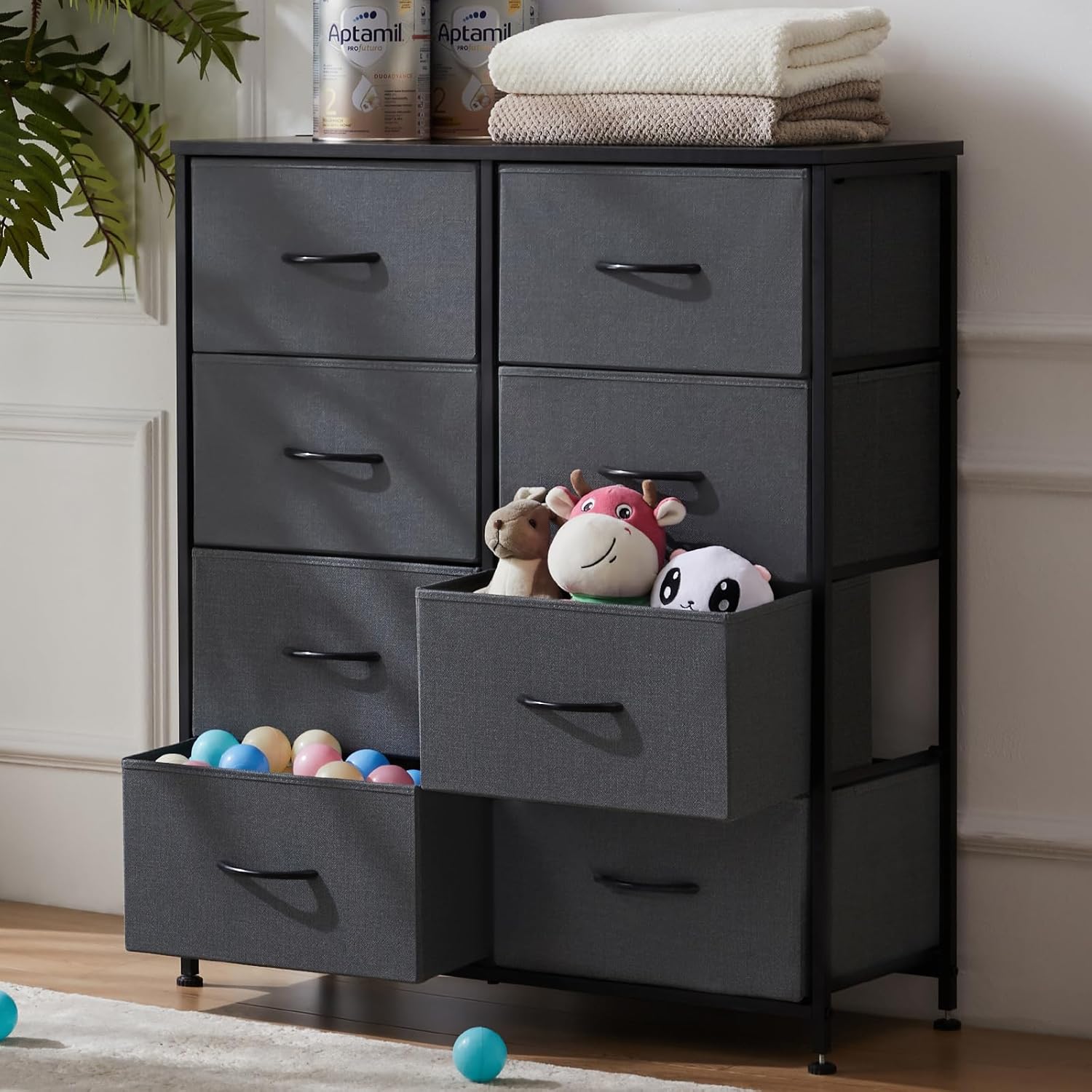 New DUMOS 8 Drawer Dresser for Bedroom, Fabric Storage Organizer (Grey) - Kidsy