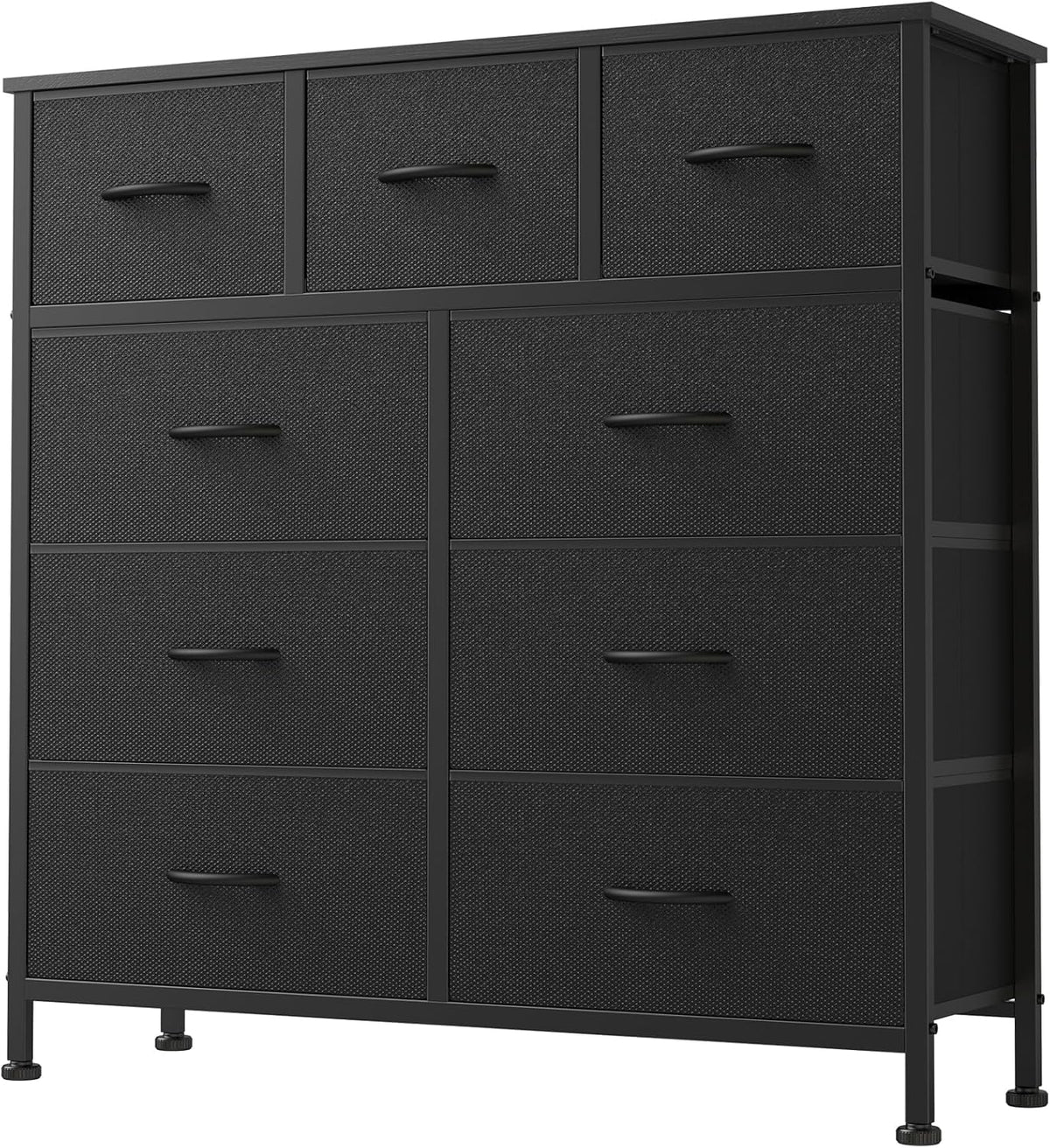 New DUMOS 9 Drawer Dresser for Bedroom, Fabric Storage Organizer with Sturdy Metal Frame (Matte Black) - Kidsy
