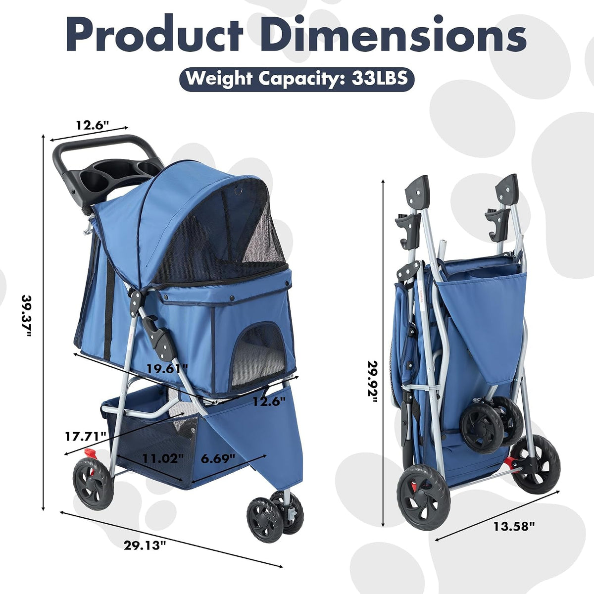 New edx Pet Stroller (3 Wheel Blue) - Kidsy