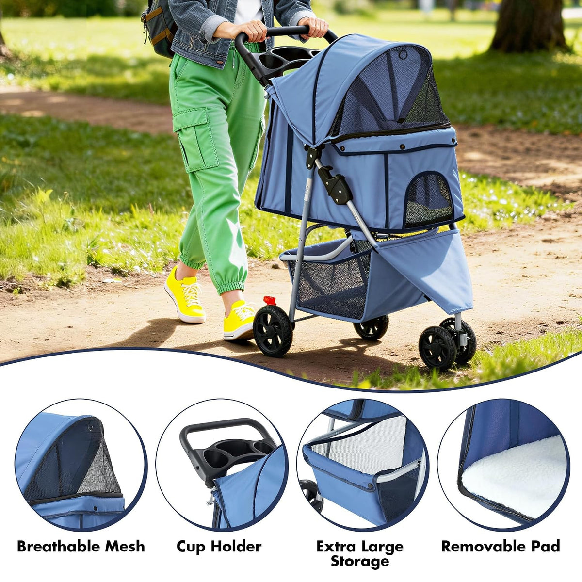 New edx Pet Stroller (3 Wheel Blue) - Kidsy