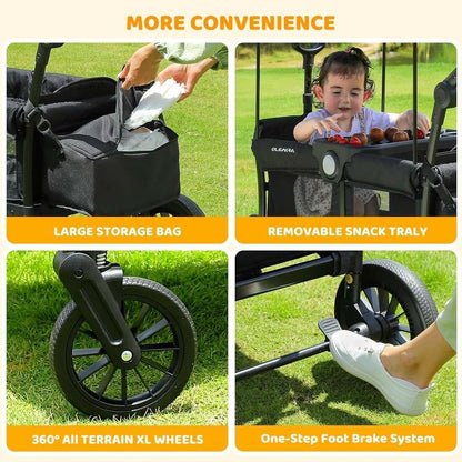 New ELEMARA Stroller Wagon for 2 Kids (Black) - Kidsy
