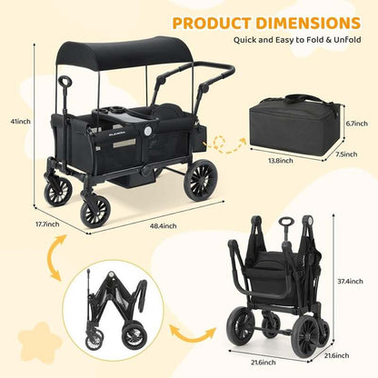 New ELEMARA Stroller Wagon for 2 Kids (Black) - Kidsy